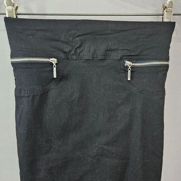 Women Midi Skirt Joe B Junior XS Black Pencil Pull On Zipper Dress Gothic Punk - Picture 3 of 6